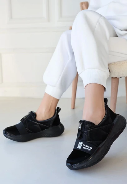 Nikeo Siyah Paraşüt Siyah Tabanlı Spor Ayakkabı - Resim 2