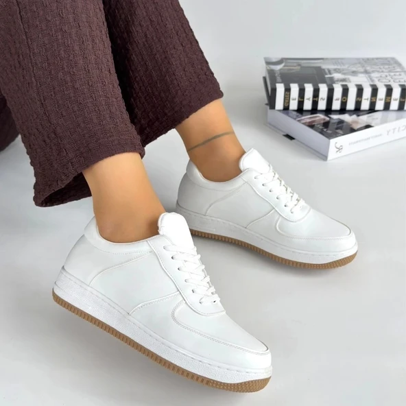 Ceyyan Beyaz Cilt Bağcıklı Spor Ayakkabı - 4