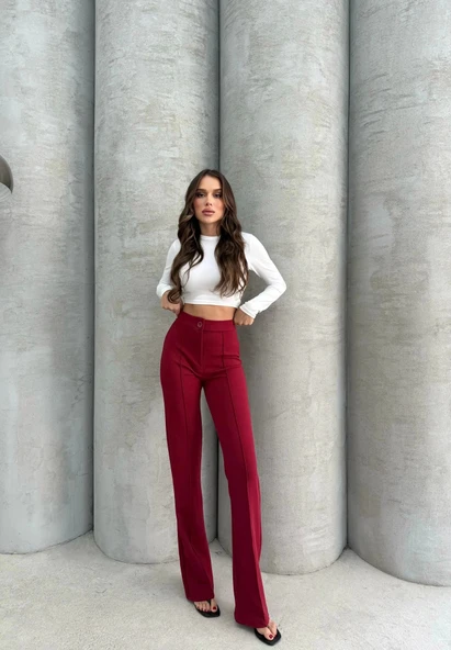 Önü cumalı ithal krep pantolon - 6