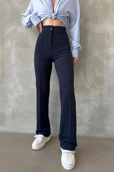 Önü cumalı ithal krep pantolon - 3