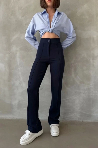 Önü cumalı ithal krep pantolon - 6