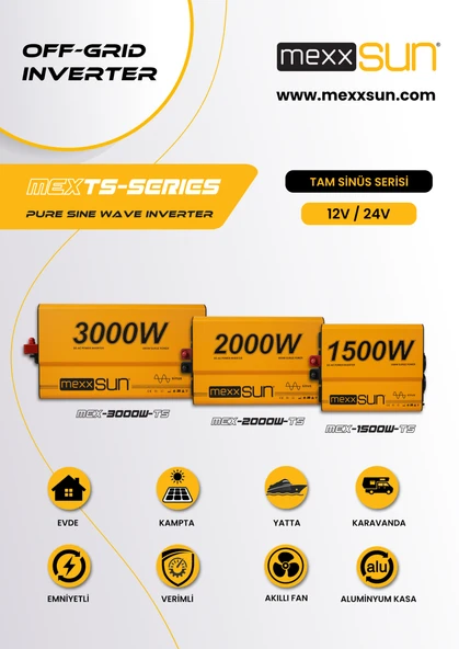 Mexxsun Tam sinüsverter İnverter 12V 3000W - 8