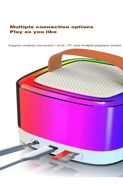 Karaoke Bluetooth Hoparlör Aggıy Ag-s7 Kablosuz Mikrofonlu Rgb Led Parti Işıklı - 5