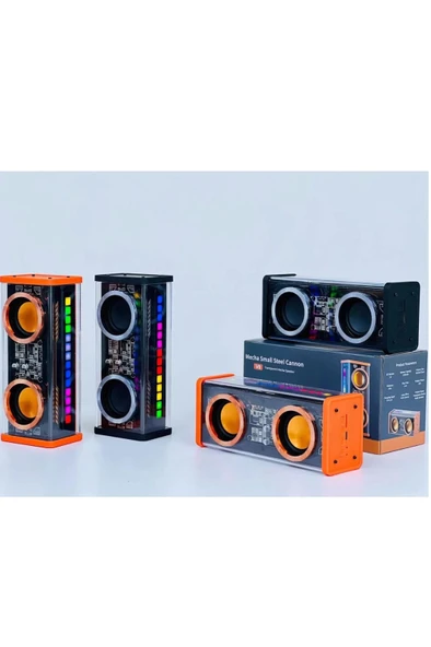 Şeffaf Mecha Müzik Tws Stereo Rgb İşıklı Hoparlör Kablosuz Bluetooth 5.0 Taşınabilir Hoparlör V9 - 5