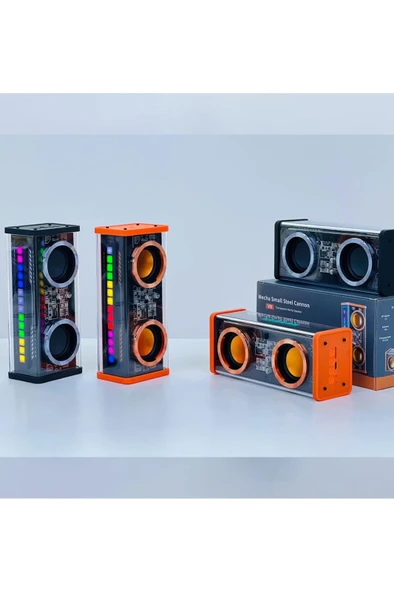 Şeffaf Mecha Müzik Tws Stereo Rgb İşıklı Hoparlör Kablosuz Bluetooth 5.0 Taşınabilir Hoparlör V9 - 4