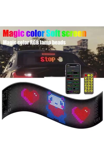 Led Panel Cama Yapışan Telefon Kontrollü Led Ekran Panel 16*64 Led Sayısı - 3