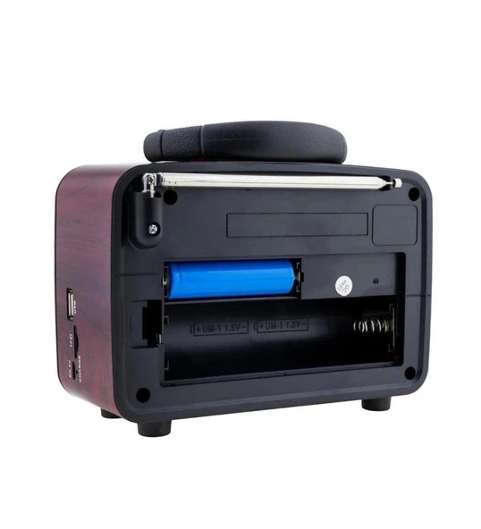 NS-8891 Orta Boy Retro, Nostaljik, Ahşap Tasarım Bluetooth Hoparlörlü, Şarjlı, Taşınabilir Fm/am Destekli Radyo - Resim 3