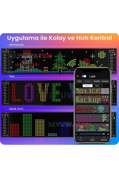 Led Panel Cama Yapışan Telefon Kontrollü Led Ekran Panel 16*64 Led Sayısı - 2