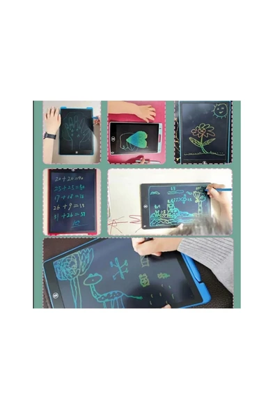 12 Inc Renkli Lcd Grafik Dijital Kalemli Çizim Tableti Yazı Tahta Not Yazma Eğitim Tableti Kırmızı - 5