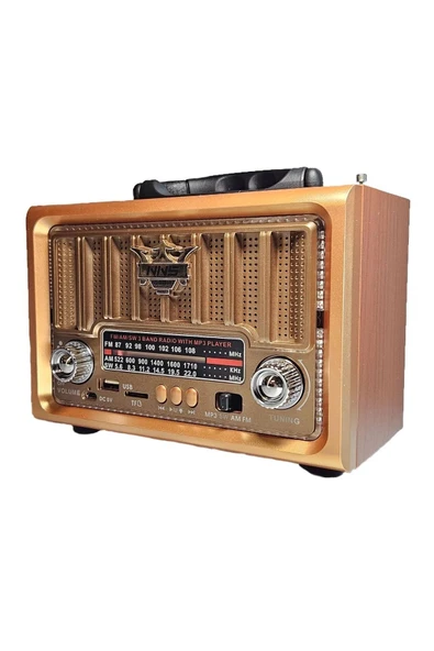 NS-8891 Orta Boy Retro, Nostaljik, Ahşap Tasarım Bluetooth Hoparlörlü, Şarjlı, Taşınabilir Fm/am Destekli Radyo ürün görseli
