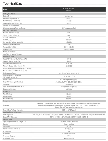 DEYE 50kW Hibrit Trifaze (HV) İnverter - Resim 7