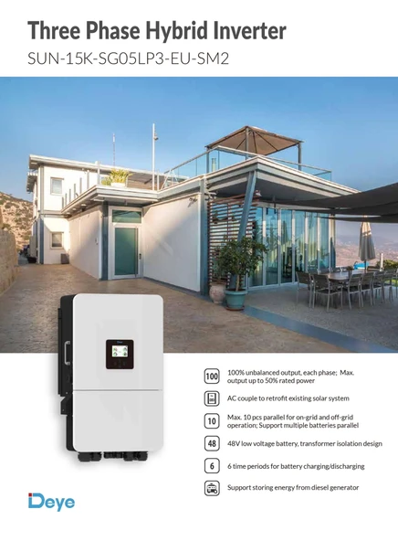 DEYE 15 KW Hibrit Trifaze LV (48V) On Grid İnverter - 5