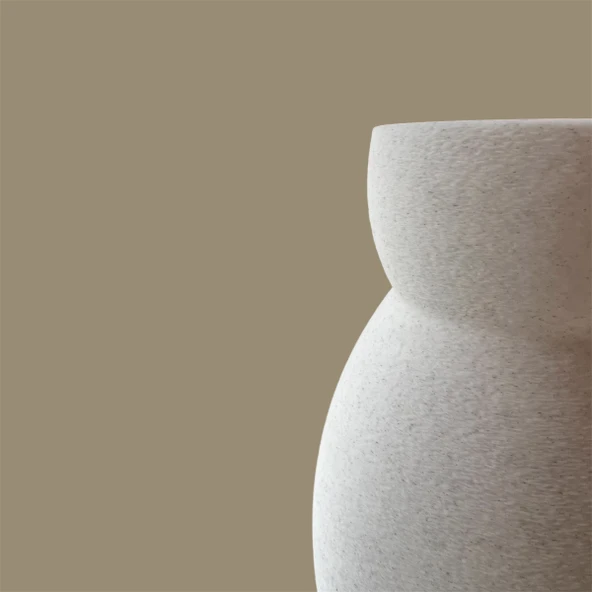 Bohem Tarzda Dokulu Seramik Görünümlü Vazo / Minimalist Ve Doğal Dokulu(Biyoplastik) - 2