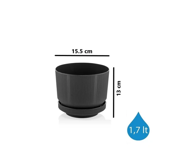 Omnipazar SO-S281 Dekoratif Tabaklı Lüks Çizgi Desenli Saksı 1.7 Litre - 2