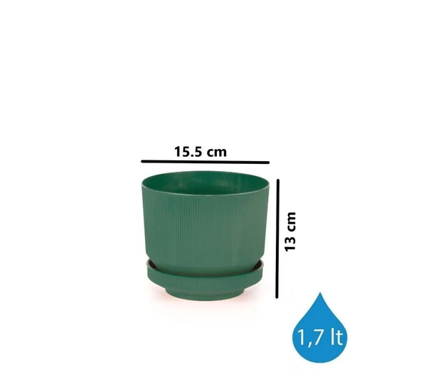 Omnipazar SO-S281 Dekoratif Tabaklı Lüks Çizgi Desenli Saksı 1.7 Litre - 8