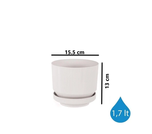 Omnipazar SO-S281 Dekoratif Tabaklı Lüks Çizgi Desenli Saksı 1.7 Litre - 5