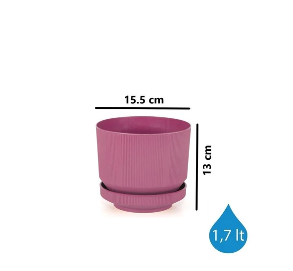 Omnipazar SO-S281 Dekoratif Tabaklı Lüks Çizgi Desenli Saksı 1.7 Litre - 11