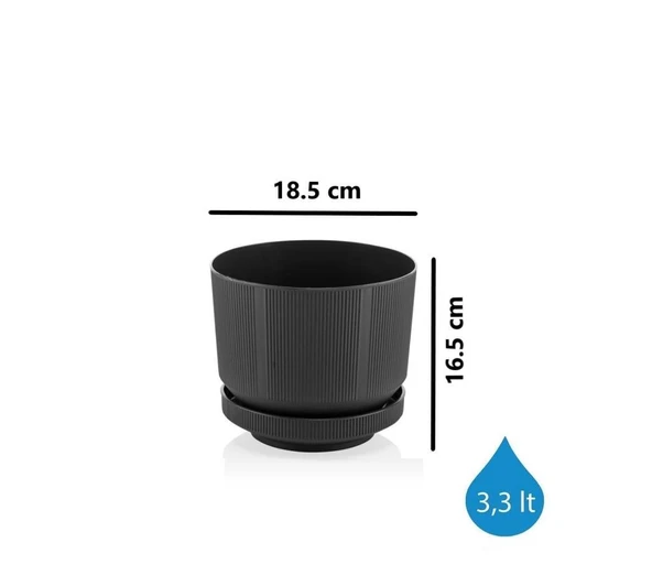 Omnipazar SO-S282 Dekoratif Tabaklı Lüks Çizgi Desenli Saksı 3.3 Litre - 5