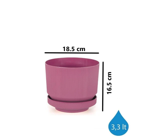 Omnipazar SO-S282 Dekoratif Tabaklı Lüks Çizgi Desenli Saksı 3.3 Litre - 8