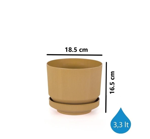 Omnipazar SO-S282 Dekoratif Tabaklı Lüks Çizgi Desenli Saksı 3.3 Litre - 11