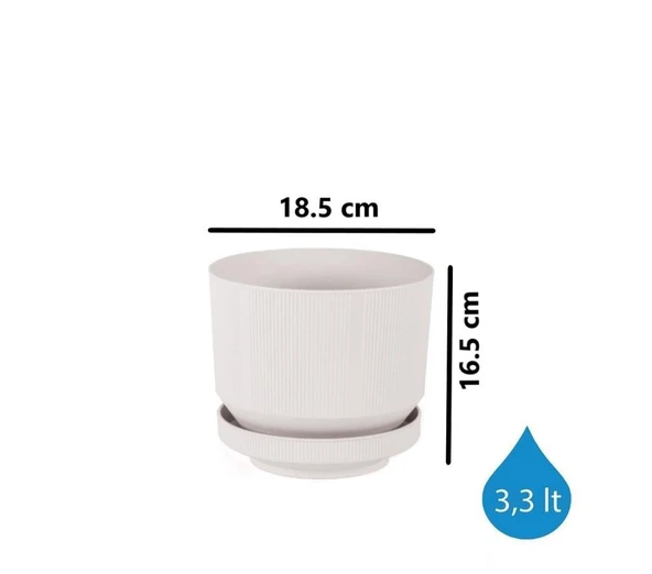 Omnipazar SO-S282 Dekoratif Tabaklı Lüks Çizgi Desenli Saksı 3.3 Litre - 2