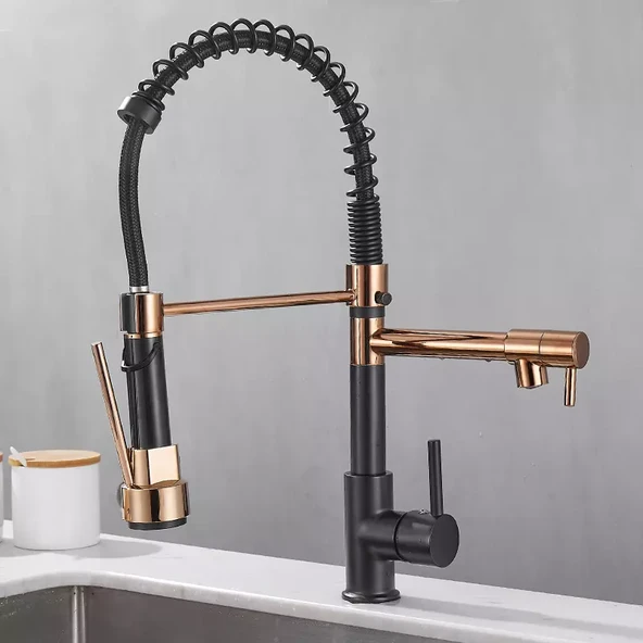 Siyah Gold Yaylı Fiskiyeli Mutfak Lavabo Evye Bataryası - 4