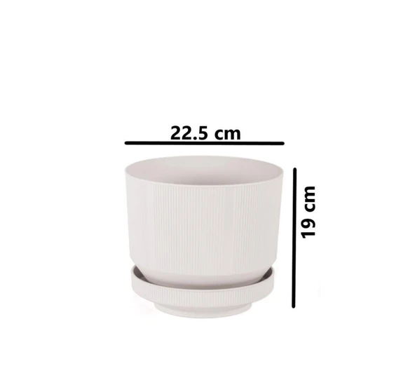 Omnipazar SO-S283 Dekoratif Tabaklı Lüks Çizgi Desenli Saksı 6 Litre - 5