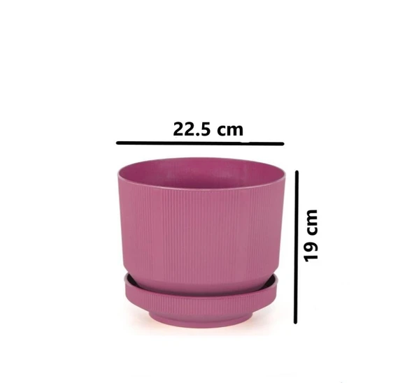 Omnipazar SO-S283 Dekoratif Tabaklı Lüks Çizgi Desenli Saksı 6 Litre - 11