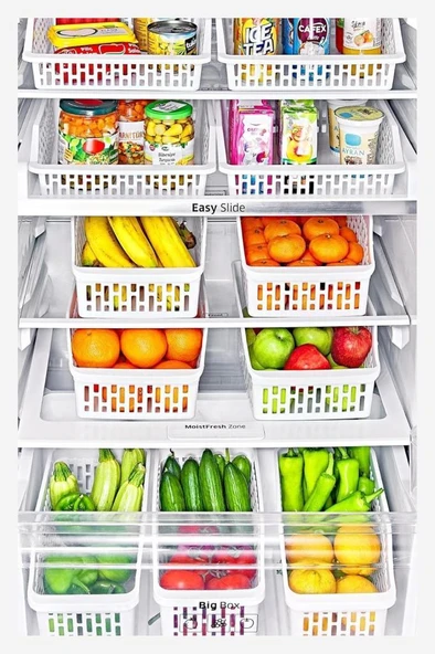 Omnipazar SY-2171 Plastik Büyük Dolap İçi Sebze Meyve Düzenleyici Beyaz 4'lü Set Beyaz - 4