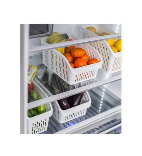 Omnipazar SY-2170 Plastik Küçük Dolap İçi Sebze Meyve Düzenleyici Beyaz 4 lü Set Beyaz - 3