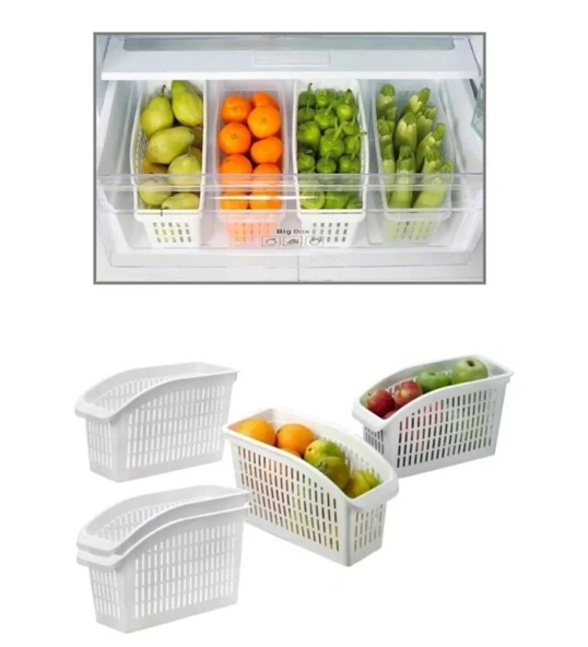 Omnipazar SY-2170 Plastik Küçük Dolap İçi Sebze Meyve Düzenleyici Beyaz 4 lü Set Beyaz - 4
