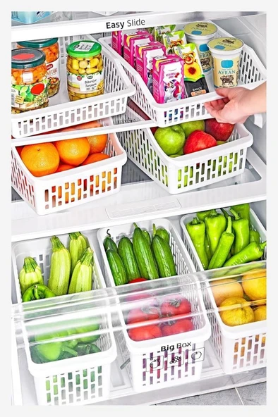Omnipazar SY-2171 Plastik Büyük Dolap İçi Sebze Meyve Düzenleyici Beyaz 4'lü Set Beyaz - 3
