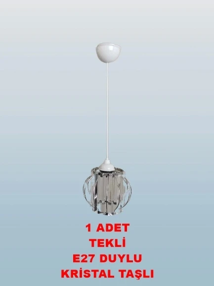 DMR Kristal Taşlı Yuvarlak Küçük Fiskiye Tekli Avize E-27