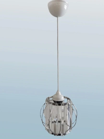 DMR Kristal Taşlı Yuvarlak KROM Küçük Fiskiye Tekli Avize E-27 - 3