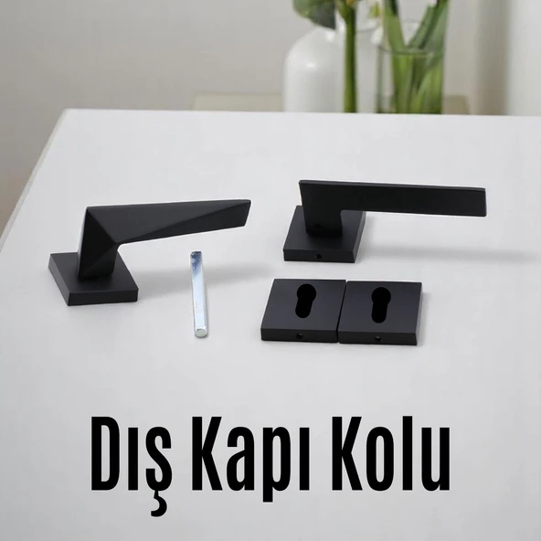 Yıldız YALE DIŞ KAPI Kolu Siyah Kare Rozetli Sağa Sola Uygun Ev Kapı Kolları Kilitlenebilir 1 Takım - 2