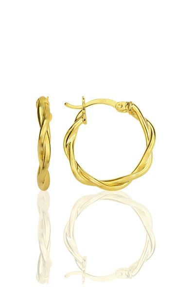 Gümüş altın yaldızlı çift burgulu halka küpe SGTL12313GOLD ürün görseli