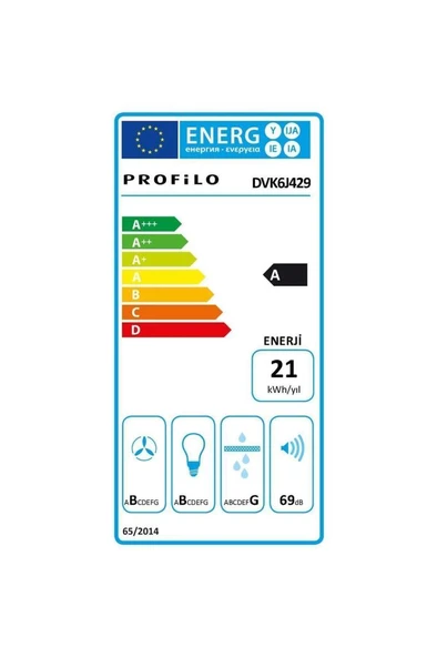 DVK6J429 Beyaz Cam Duvar Tipi Davlumbaz - Resim 6