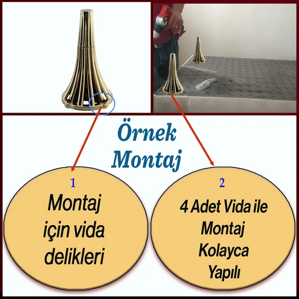 (4 ADET) İstanbul 19 cm Gold Altın Mobilya Kanepe Koltuk Tv Ünitesi Konsol Ayağı Ayak Ayakları - 4