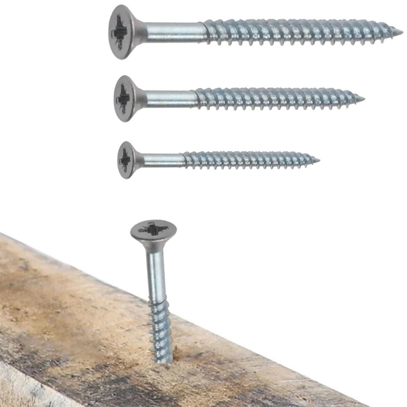 Sunta Vidası Sivri Uçlu Ahşap Tahta Ağaç Mobilya Ayak Kulp Vidası 6x100 Mm Paket 100 Adet - Resim 5