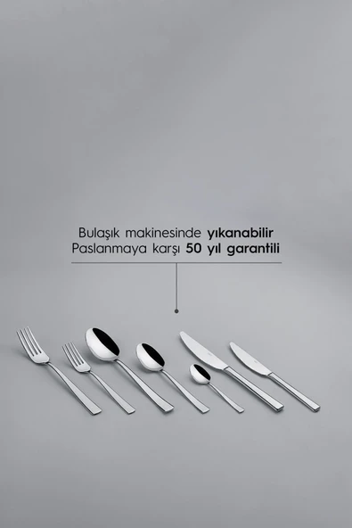 Nehir Deniz Sade 89 Parça Kutulu Çatal Kaşık Bıçak - 5