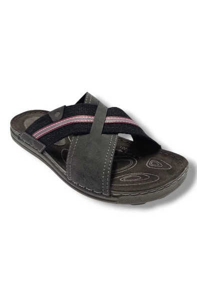 Gezer 15821-25 Deri Anatomik Çapraz Bant Erkek Terlik - 4