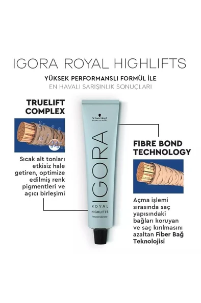 Schwarzkopf Igora Royal Highlifts Saç Boyası 60 Ml 12-1 Çok Açık Sarı Sandre - 4