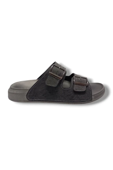 Gezer 16386-25 Deri Anatomik Cift Bant Erkek Terlik - 5