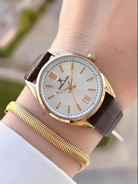 Daniel Klein Retro Vintage Seri Deri Kordon Suya Dayanıklı Kadın Kol Saati+Bileklik BDK.13770.3
