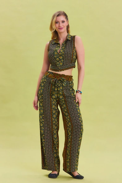 Beli Lastikli Kuşak Detaylı Yazlık Pantolon ürün görseli 1