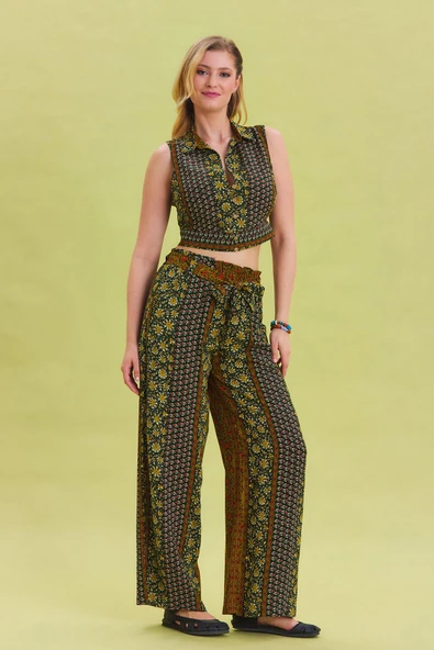 Beli Lastikli Kuşak Detaylı Yazlık Pantolon - Resim 2