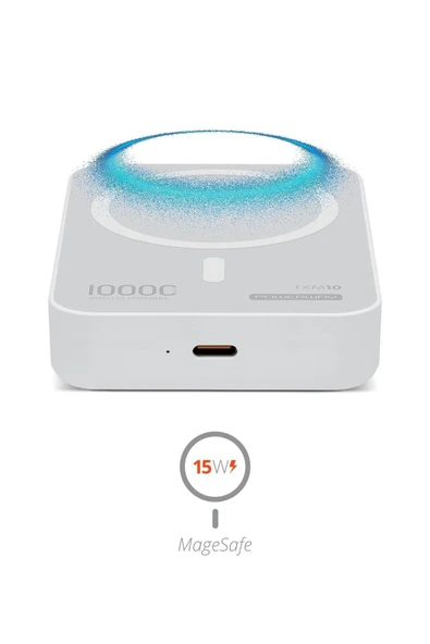10.000 mah Beyaz 15W Magsafe Destekli TXM5 Powerbank – Kablosuz Şarj + Stand Tasarım - 2
