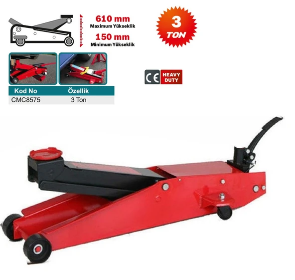 Cmc Hidrolik Arabalı Garaj Kriko 3 Ton Uzun Şase CMC8575
