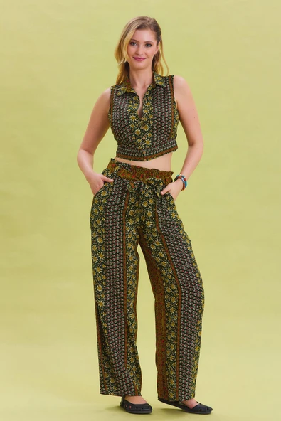 Beli Lastikli Kuşak Detaylı Yazlık Pantolon - Resim 4