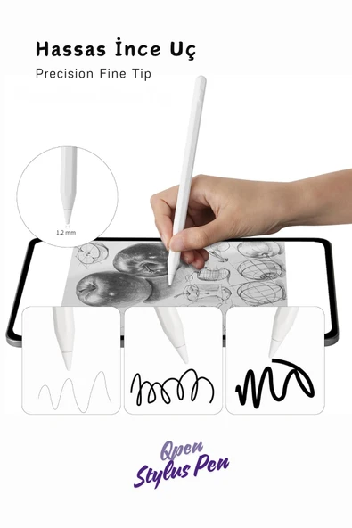 iPad Air 11 inç M2 A2902 A2903 A2904 Uyumlu Kablolu ve Kablosuz Şarj Özellikli Tablet Kalemi - Resim 5